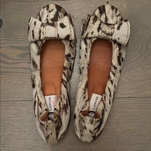 Lanvin Cream and Brown Patterned Flats